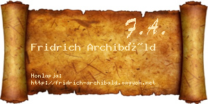 Fridrich Archibáld névjegykártya